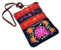 Suede leather indian embroidered bags