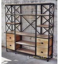 Mango Wood Iron Bookshelf