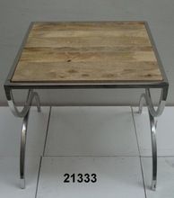 Center Steel Table With Wood Top