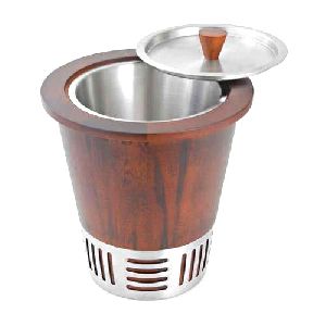 Metal and wood ice bucket