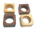 Wooden square napkin ring