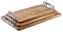 Wooden Tray with Metal Handle