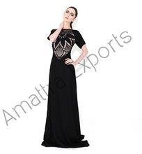 Black Rayon with golden Beaded Long Dress