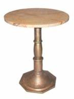 INDUSTRIAL STONE TABLE WITH CAST IRON BASE