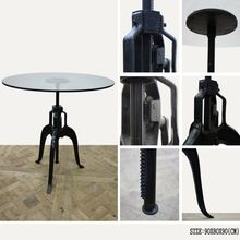 Iron Glass Crank Table