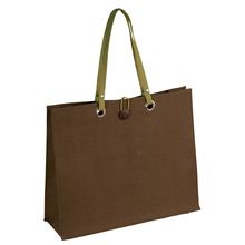 Leather Handle Jute Carry Bag
