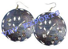 VINTAGE BLACK EARRINGS, BRASS AND COPPER