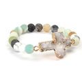 Gold Druzy Cross Connector Bracelet