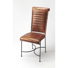 Butler Brown Leather and Iron Side Chair