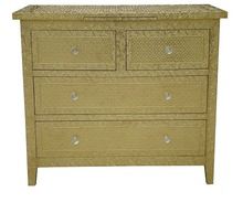 Gold Brass Metal Embossed Chest of Drawer