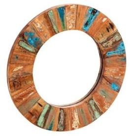 Reclaimed Wood Round Mirror