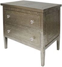 White Metal Embossed Chest of Drawer