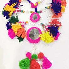 Handmade Decorative Mirror Ethnic pom pom Tassel