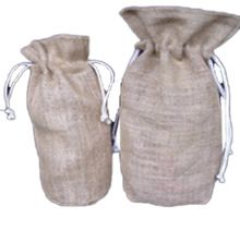 Jute drawstring wine bottle bag