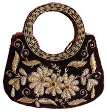 luxury hand made embroidery velvet hand bag