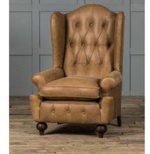 Authentic leather wing back chair