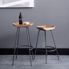 Industrial stool solid curve wooden seat