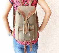 Jute And Leather Backpack