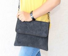 Real Suede Leather Black colour Satchel Shoulder bag