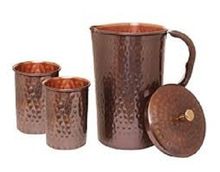 Copper Pitcher with Tumbler