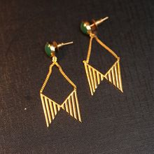 Handmade Fashion Gold Plated Onyx Stone Earrings