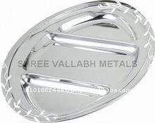 Stainless Steel High Design 3 Compartment Oval Tray