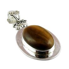 Brown Tiger Eye Silver Gemstone Pendant