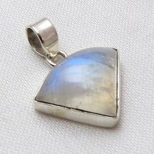 Exceptional Triangle Shape Rainbow Moonstone Silver Pendant