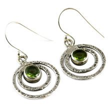 Unique Green Peridot Silver Earring