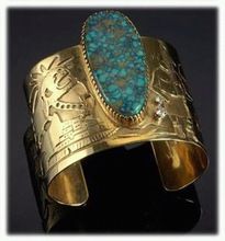 Cuff Stone Brass Bracelet