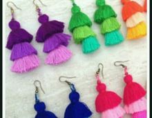 Three Layer Handmade Thread Tassel earings