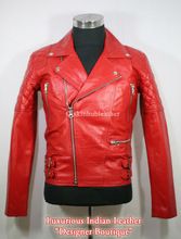 biker leather jacket red