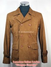 genuine goat suede pea coat