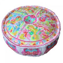 Multicoloured Bohemian Embroidered Boho Ottoman Pouf