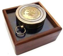 Nautical Antique Sundial Compass With Glass Box