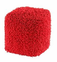 square shaggy pouf