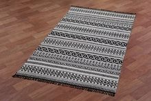 black white handmade cotton rug