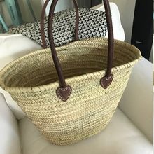 Monogram Basket Straw Bag