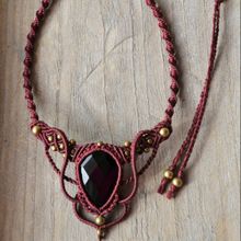 Onyx bohemian macrame necklace