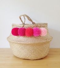 Pom Pom Sea Grass Belly Basket