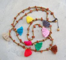 Sand Stone and Tassel Necklace