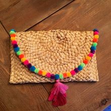 Tassel Straw Envelope Clutch