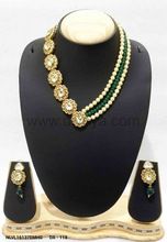 Emerald green Vilandi Kundan Necklace Set