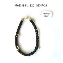 Leather Thread Bracelet With Metal Bead