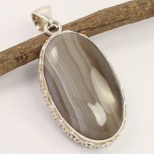 BOTSWANA AGATE Oval Gemstone Pendant