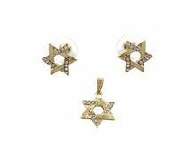 Gold Plated Star David Pendant Set