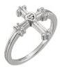 Rhodium Plated Cross Ring