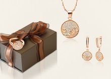 Rose Gold Round Designer with CZ Studded Pendant set