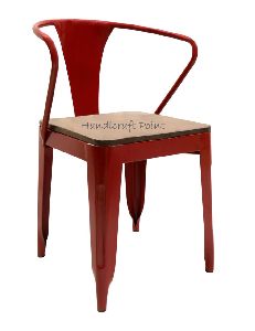 Indusrial Stackable Dinning Chair with wooden seat