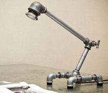 Industrial Metal Pipe Frame Table Lamp